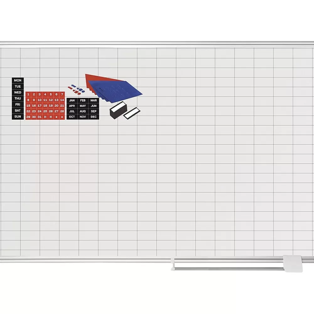 MasterVision All Purpose Planner Dry Erase Board W/Accessories,1X2 Grid, 48X36, Silver Frame Discount