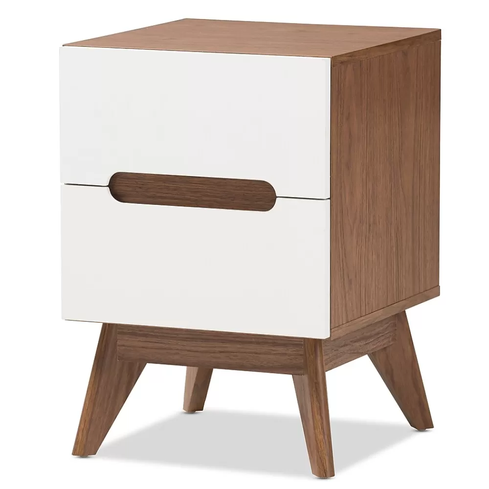 Baxton Studio Calypso 23" High Nightstand, White (2633-7504-STPL) Clearance