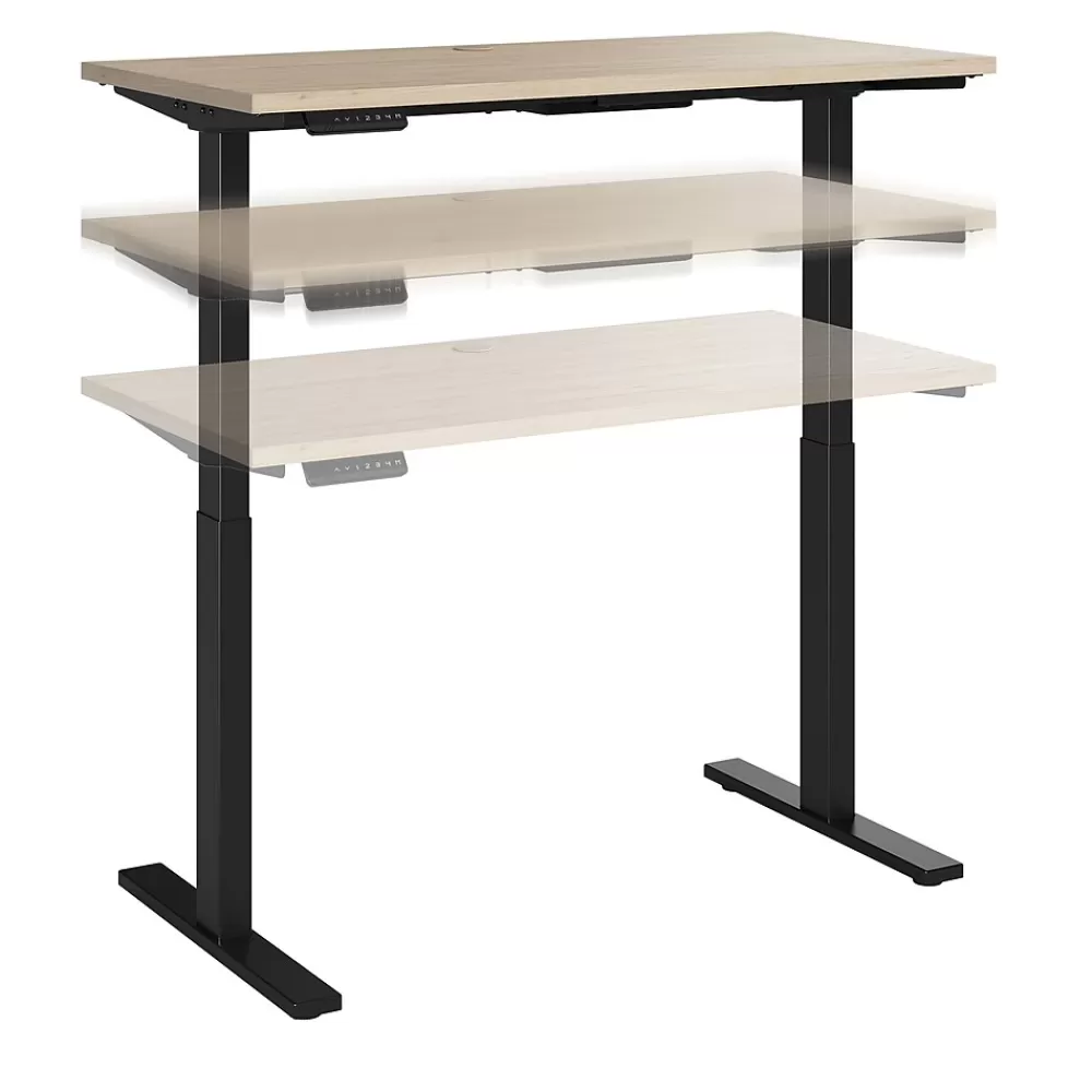 Bush Business Furniture Move 60 Series 48"W Electric Adjustable Standing Desk, (M6S4824NEBK) Natural Elm/Black Powder Coat Clearance