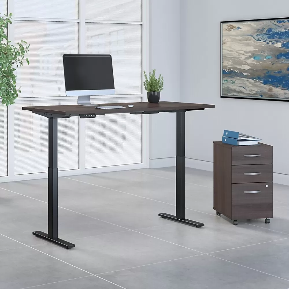 Bush Business Furniture Move 60 Series 72"W Electric Height Adj Standing Desk w/ Storage, Storm Gray/Black Powder (M6S006SGSU) Shop