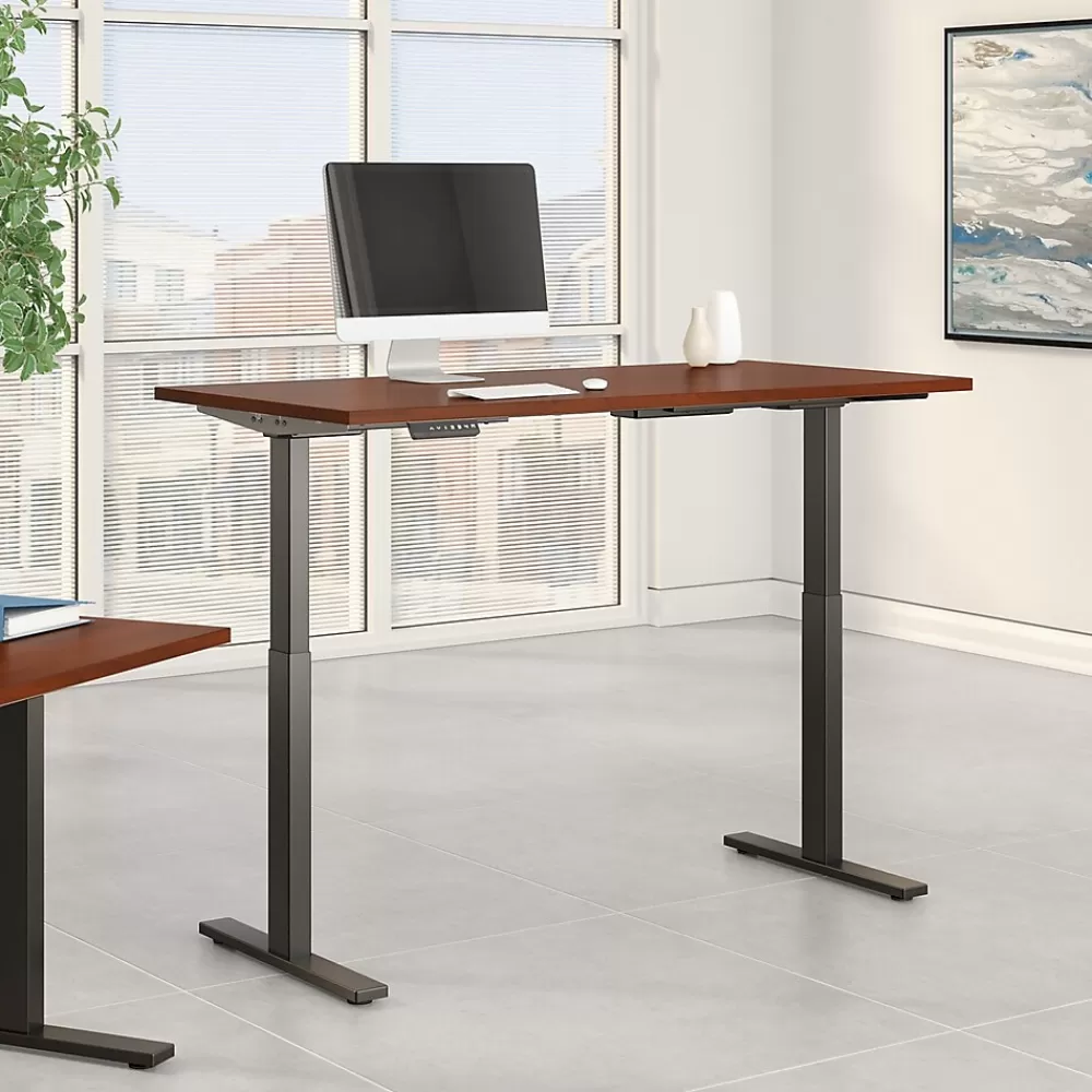 Bush Business Furniture Move 60 Series 72"W Electric Height Adjustable Standing Desk, Hansen Cherry (M6S7230HCBK) Hot