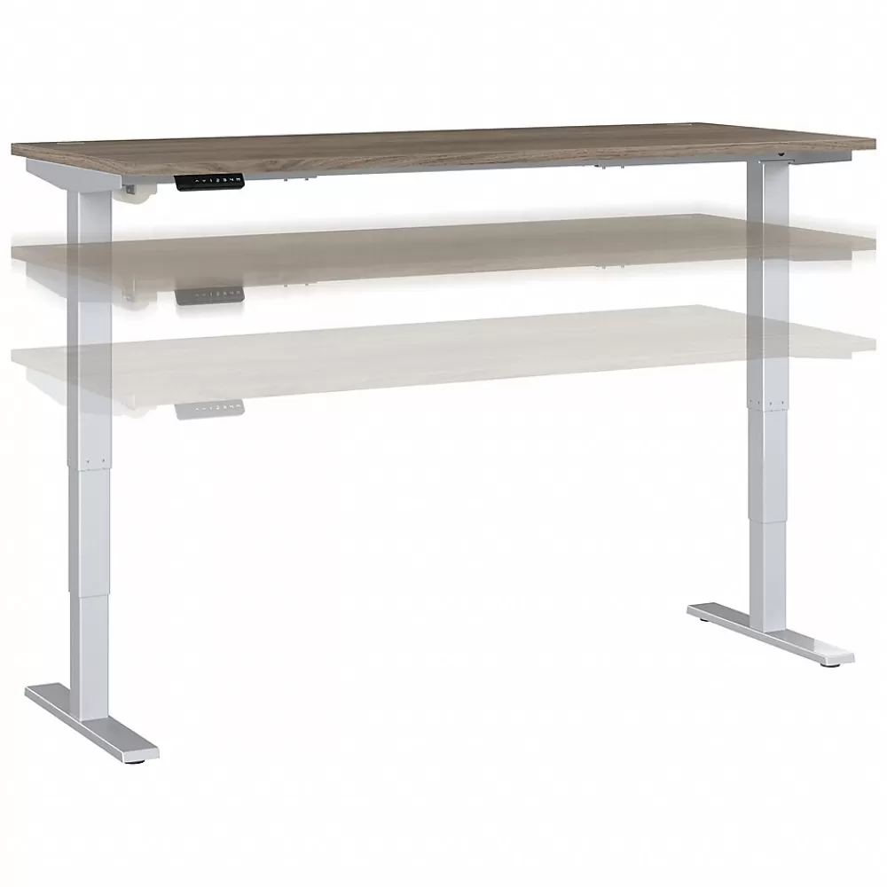 Bush Business Furniture Move 40 Series 72"W Electric Height Adjustable Standing Desk, Modern Hickory/Cool Gray (M4S7230MHSK) Hot