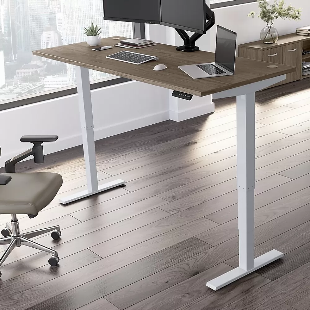 Bush Business Furniture Move 40 Series 72"W Electric Height Adjustable Standing Desk, Modern Hickory/Cool Gray (M4S7230MHSK) Hot
