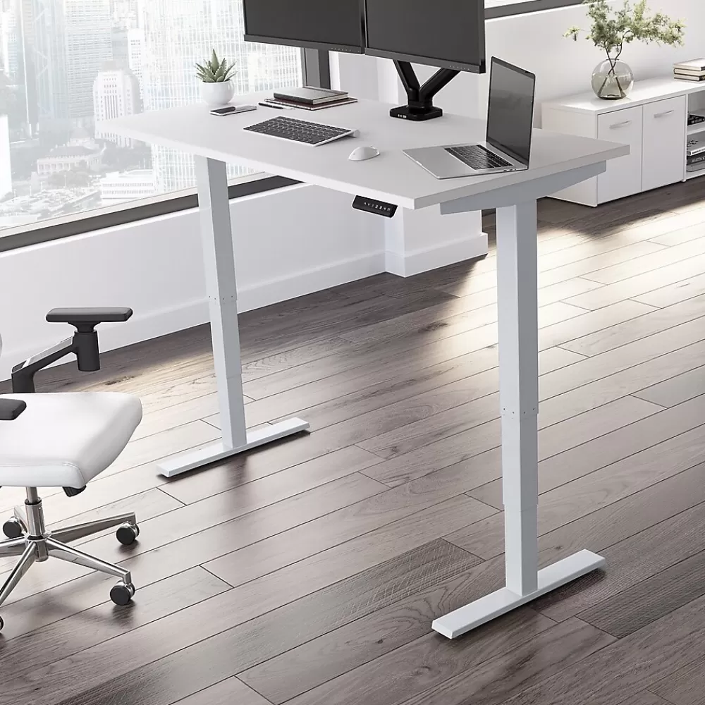 Bush Business Furniture Move 40 Series 60"W Electric Height Adjustable Standing Desk, White/Cool Gray Metallic (M4S6030WHSK) Cheap