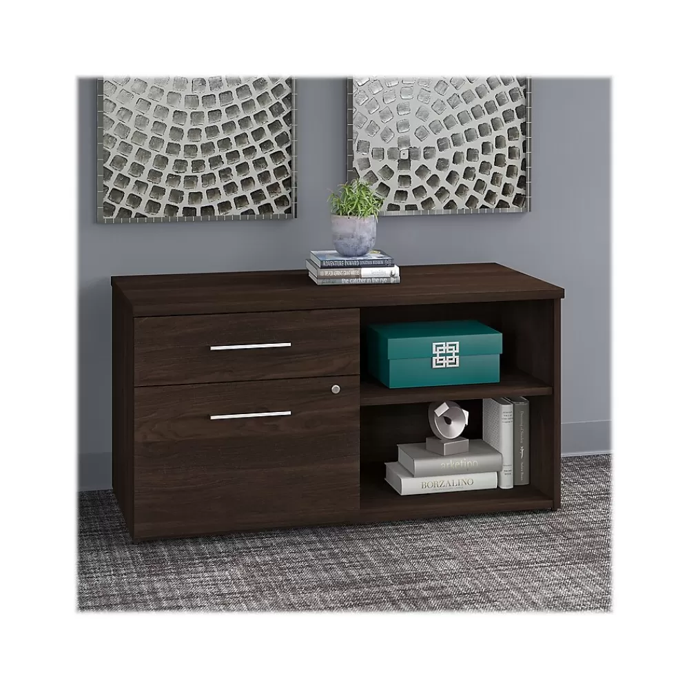Bush Business Furniture Office 500 23.2" Storage Cabinet with 2 Shelves, Black Walnut (OFS145BW) Fashion