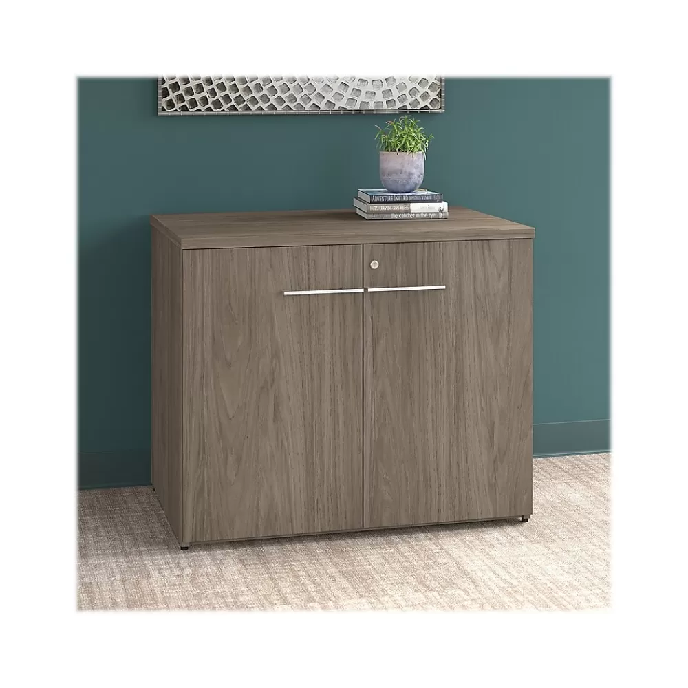Bush Business Furniture Office 500 29.82" Storage Cabinet with Two Shelves, (OFS136MHSU) Modern Hickory Sale