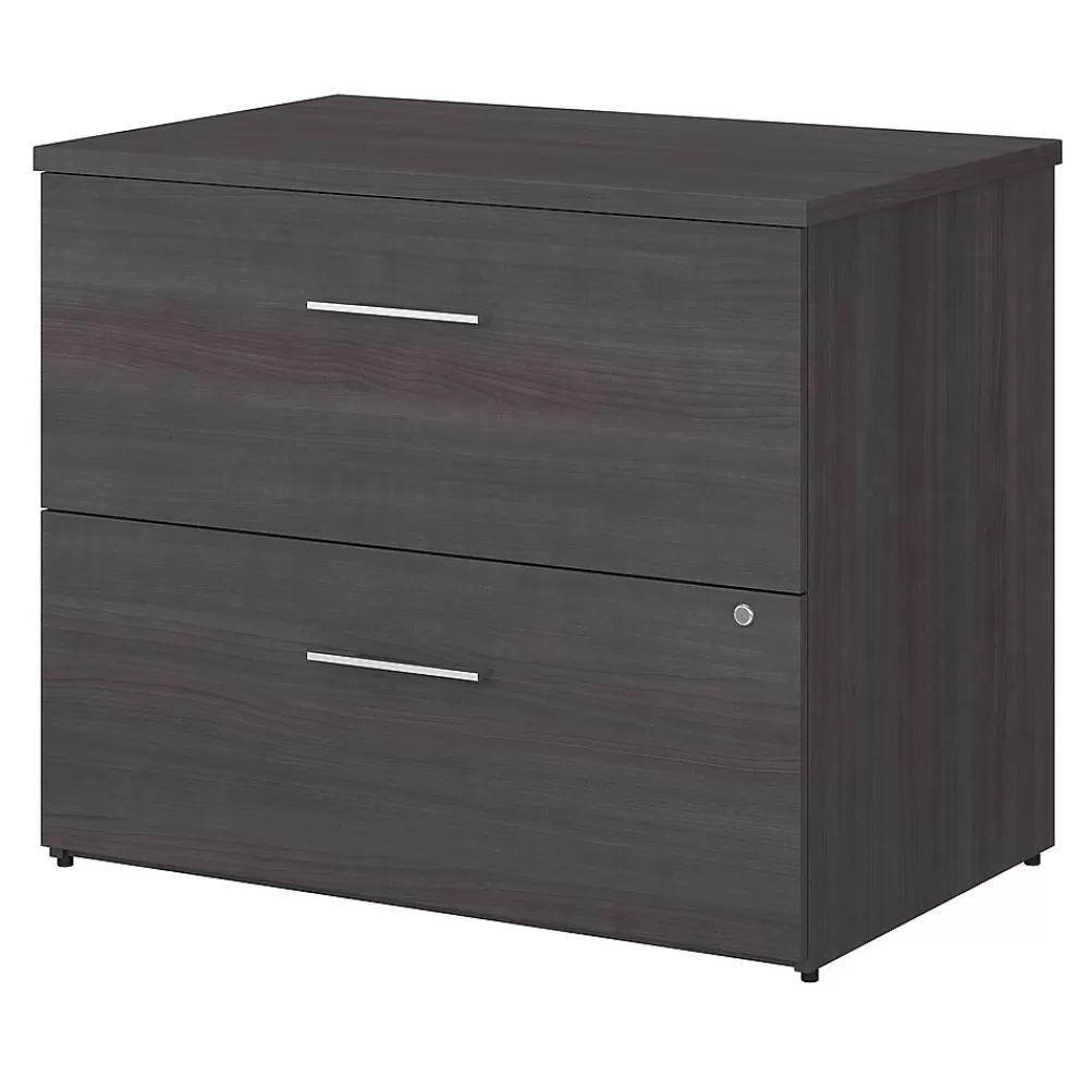Bush Business Furniture Office 500 2-Drawer Lateral File Cabinet, Locking, Letter/Legal, , 35.67" (OFF136SGSU) Storm Gray Outlet
