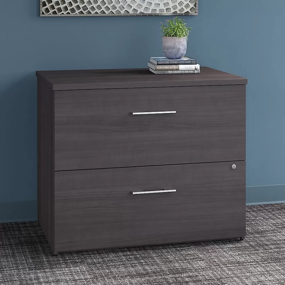 Bush Business Furniture Office 500 2-Drawer Lateral File Cabinet, Locking, Letter/Legal, , 35.67" (OFF136SGSU) Storm Gray Outlet
