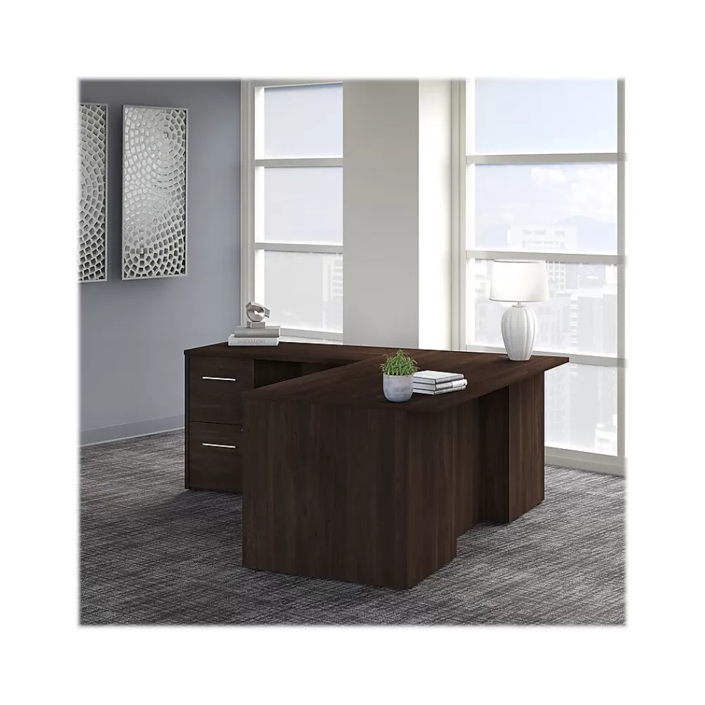 Bush Business Furniture Office 500 72"W L Shaped Executive Desk with Drawers, (OF5004BWSU) Black Walnut Sale