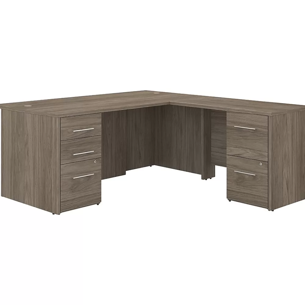 Bush Business Furniture Office 500 72"W L Shaped Executive Desk with Drawers, (OF5004MHSU) Modern Hickory Online