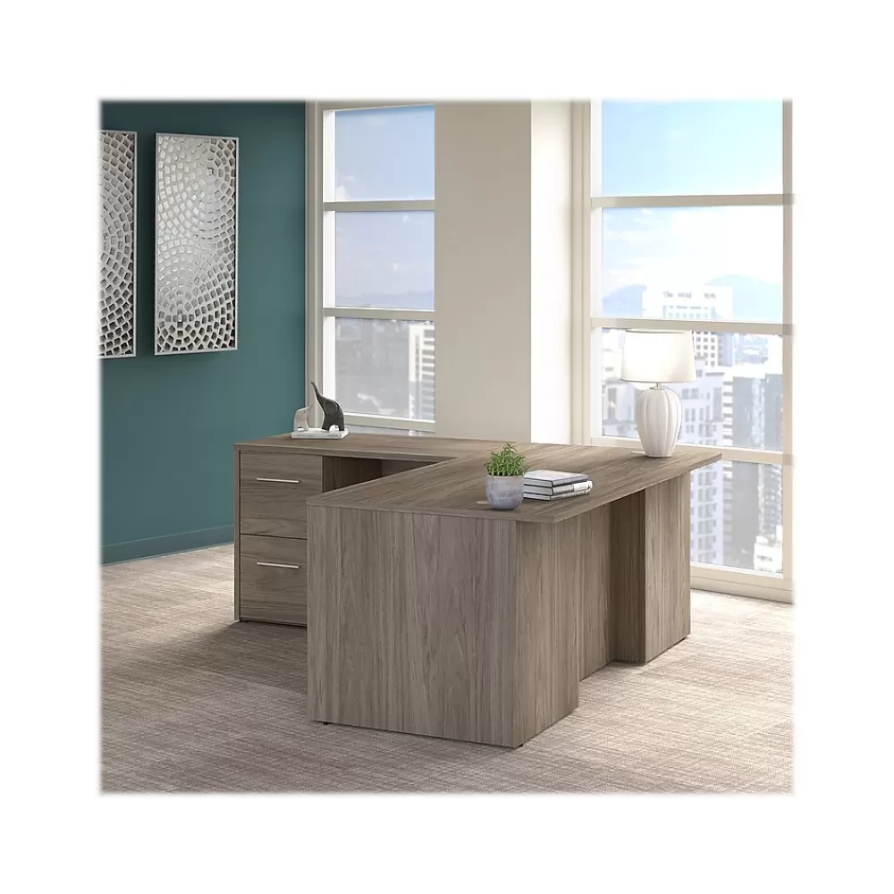 Bush Business Furniture Office 500 72"W L Shaped Executive Desk with Drawers, (OF5004MHSU) Modern Hickory Online