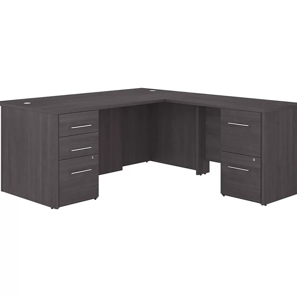 Bush Business Furniture Office 500 72"W L Shaped Executive Desk with Drawers, (OF5004SGSU) Storm Gray Outlet