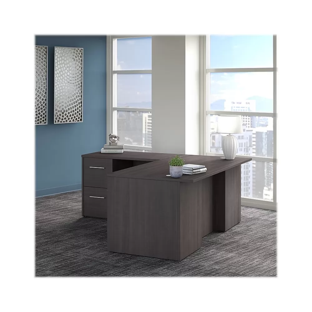 Bush Business Furniture Office 500 72"W L Shaped Executive Desk with Drawers, (OF5004SGSU) Storm Gray Outlet