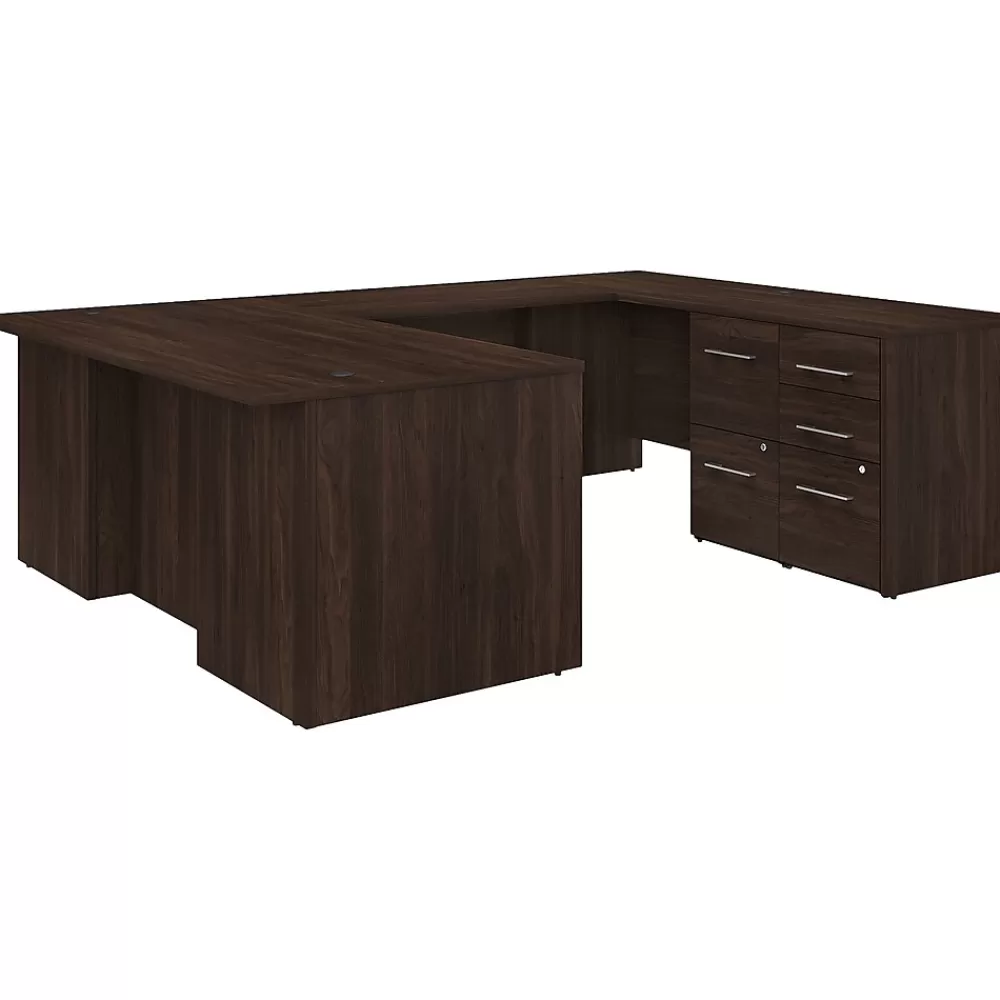 Bush Business Furniture Office 500 72"W U Shaped Executive Desk with Drawers, (OF5002BWSU) Black Walnut Best