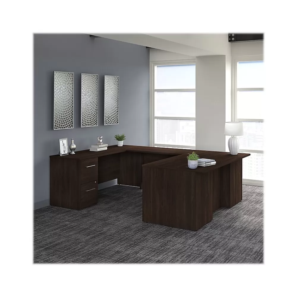 Bush Business Furniture Office 500 72"W U Shaped Executive Desk with Drawers, (OF5002BWSU) Black Walnut Best