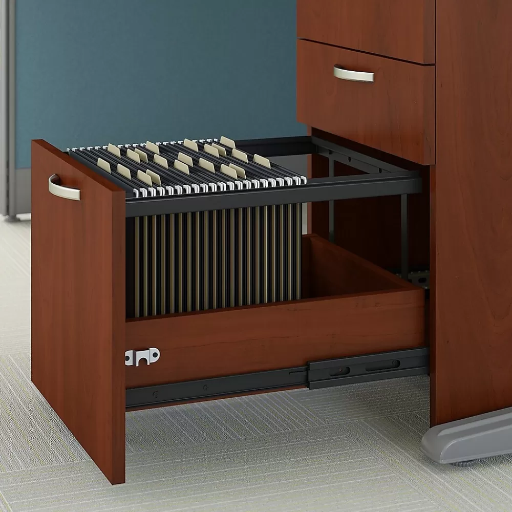 Bush Business Furniture Office in an Hour Cubicle Storage with Cabinet, Paper Tray, & Pencil Holder, Hansen Cherry (WC36490-03K) Discount