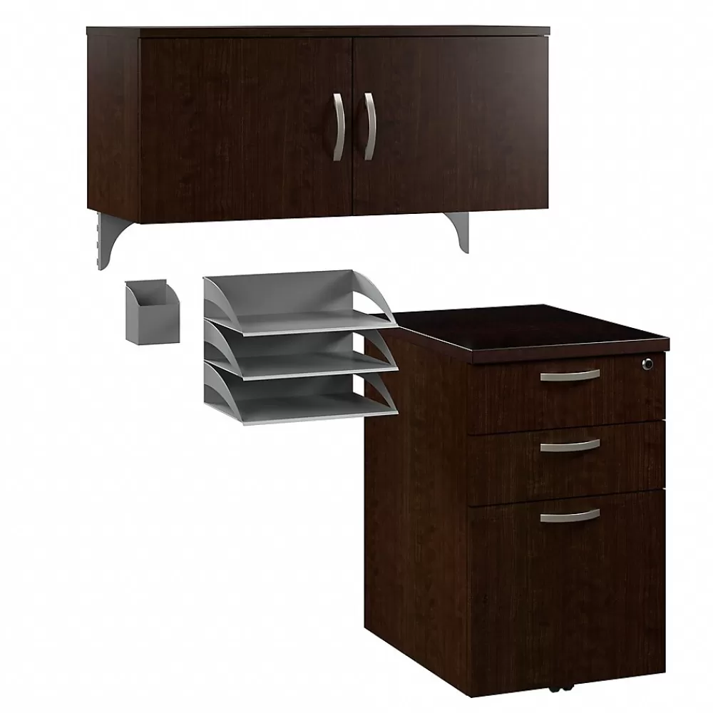 Bush Business Furniture Office in an Hour Cubicle Storage with Cabinet, Paper Tray, & Pencil Holder, Mocha Cherry (WC36890-03K) Sale