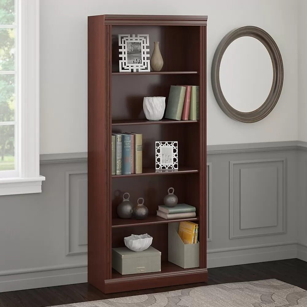 Bush Business Furniture Saratoga 72"H 5-Shelf Bookcase with Adjustable Shelves, Harvest Cherry (W1615C-03) Shop