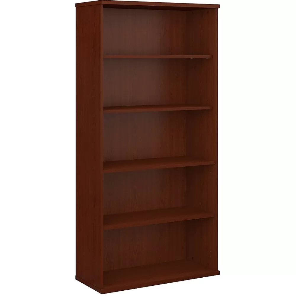 Bush Business Furniture Series C 72.79" 5-Shelf Bookcase with Adjustable Shelves, Laminated Wood (WC36714) Mahogany New