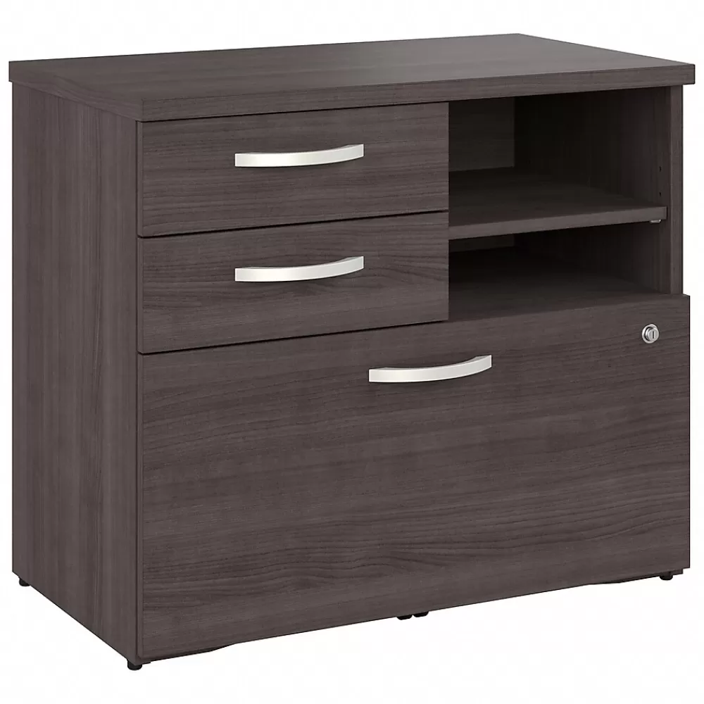 Bush Business Furniture Studio A 26" Office Storage Cabinet with 2 Shelves and Drawers, (SDF130SGSU-Z) Storm Gray Hot