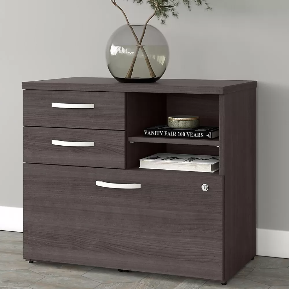 Bush Business Furniture Studio A 26" Office Storage Cabinet with 2 Shelves and Drawers, (SDF130SGSU-Z) Storm Gray Hot