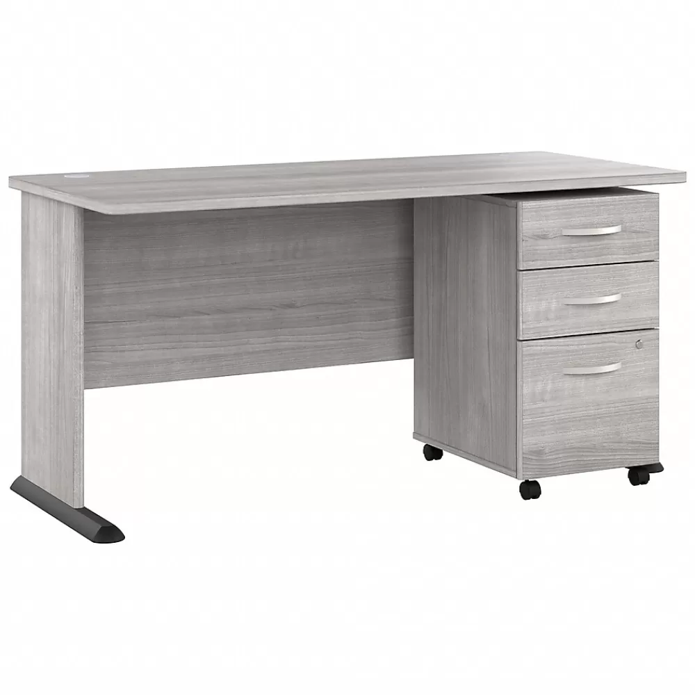 Bush Business Furniture Studio A 60"W Computer Desk with 3 Drawer Mobile File Cabinet, (STA002PGSU) Platinum Gray Hot