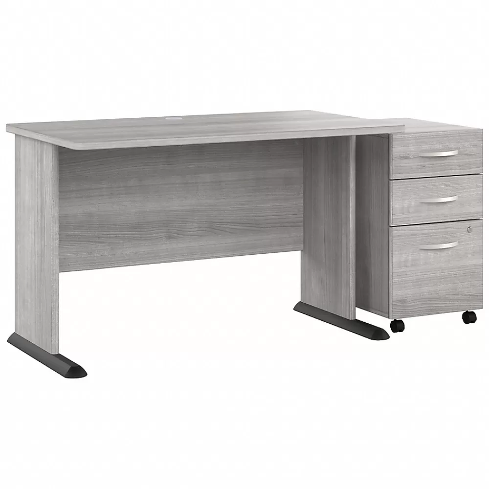 Bush Business Furniture Studio A 48"W Computer Desk with 3 Drawer Mobile File Cabinet, (STA001PGSU) Platinum Gray Fashion