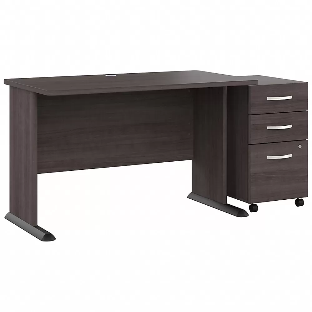 Bush Business Furniture Studio A 48"W Computer Desk with 3 Drawer Mobile File Cabinet, (STA001SGSU) Storm Gray Flash Sale