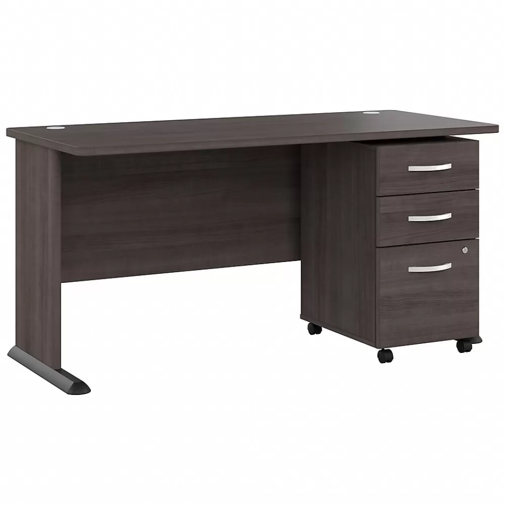 Bush Business Furniture Studio A 60"W Computer Desk with 3 Drawer Mobile File Cabinet, (STA002SGSU) Storm Gray Hot