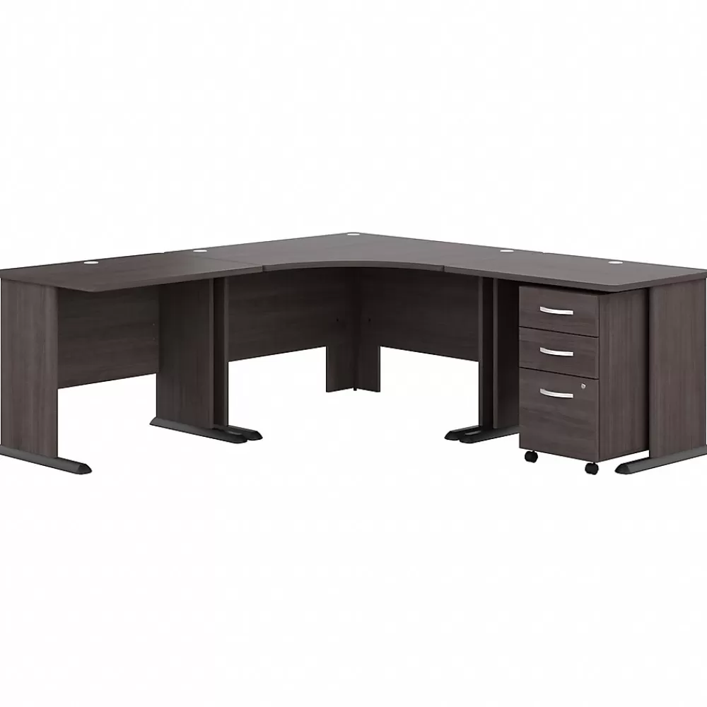 Bush Business Furniture Studio A 83"W Large Corner Desk with 3 Drawer Mobile File Cabinet, (STA003SGSU) Storm Gray Store