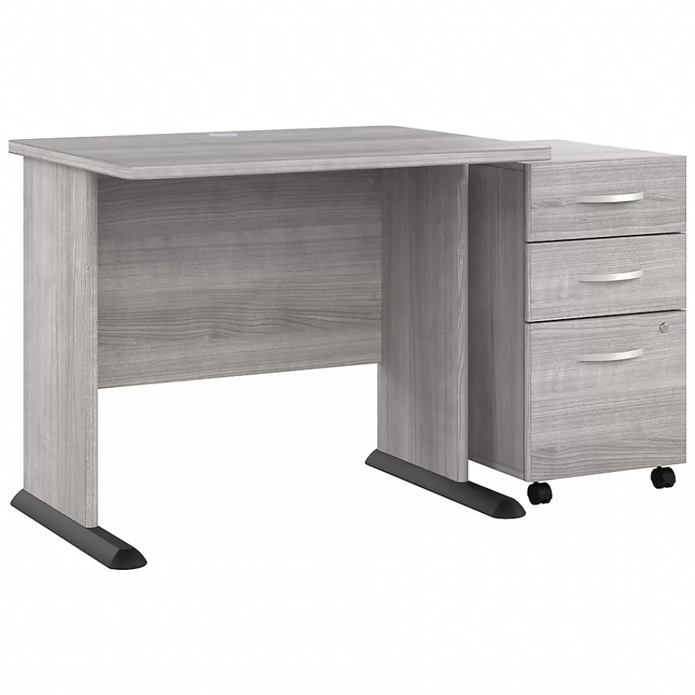Bush Business Furniture Studio A 36"W Small Computer Desk with 3 Drawer Mobile File Cabinet, (STA005PGSU) Platinum Gray Cheap