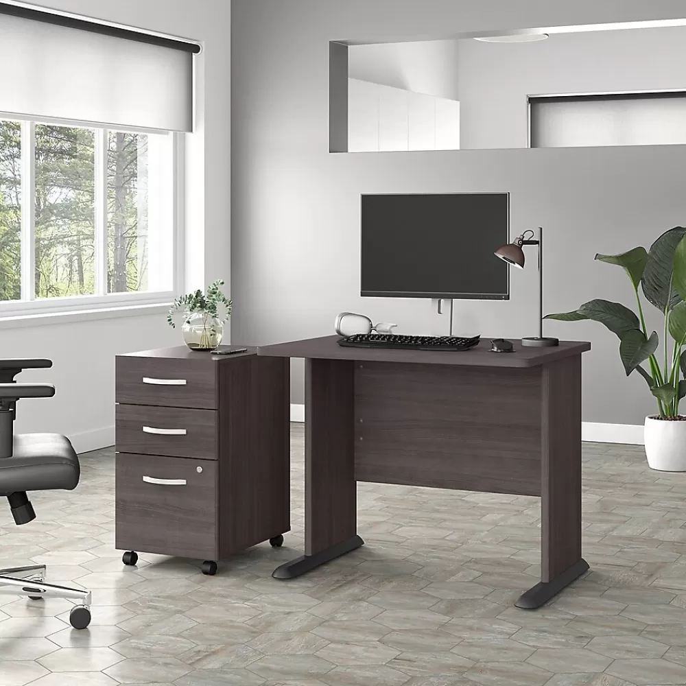 Bush Business Furniture Studio A 36"W Small Computer Desk with 3 Drawer Mobile File Cabinet, (STA005SGSU) Storm Gray Best Sale