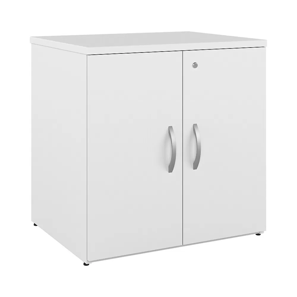 Bush Business Furniture Studio C 30" Storage Cabinet with 2 Shelves, White (SCS130WH) Sale