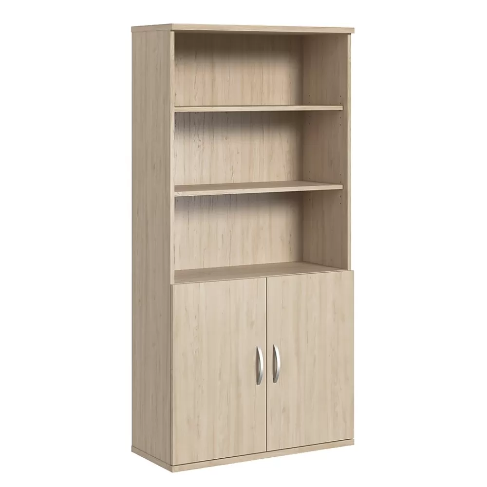 Bush Furniture Bush Business Furniture Studio C Tall 5 Shelf Bookcase with Doors, Natural Elm (STC015NE) Online