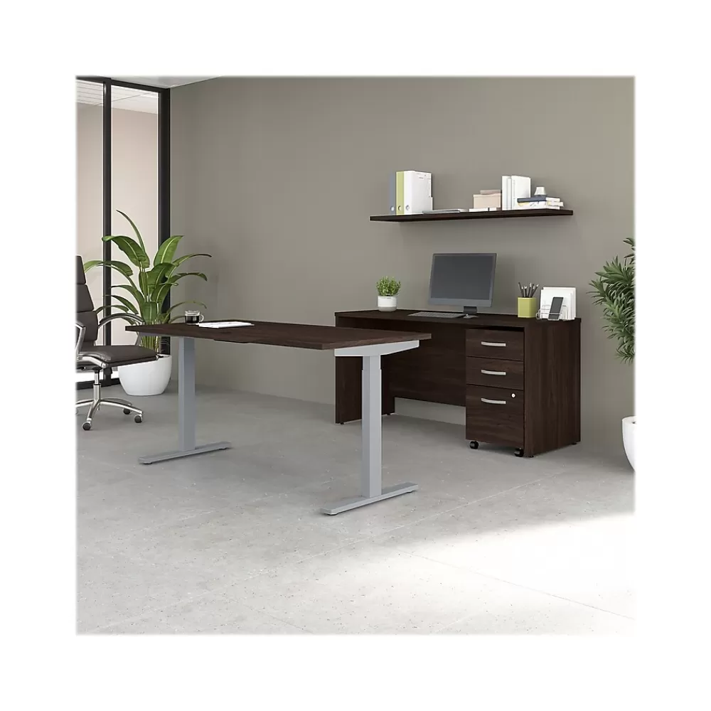 Bush Business Furniture Studio C 60"W Electric Adjustable Standing Desk with Credenza and File, (STC017BWSU) Black Walnut Best