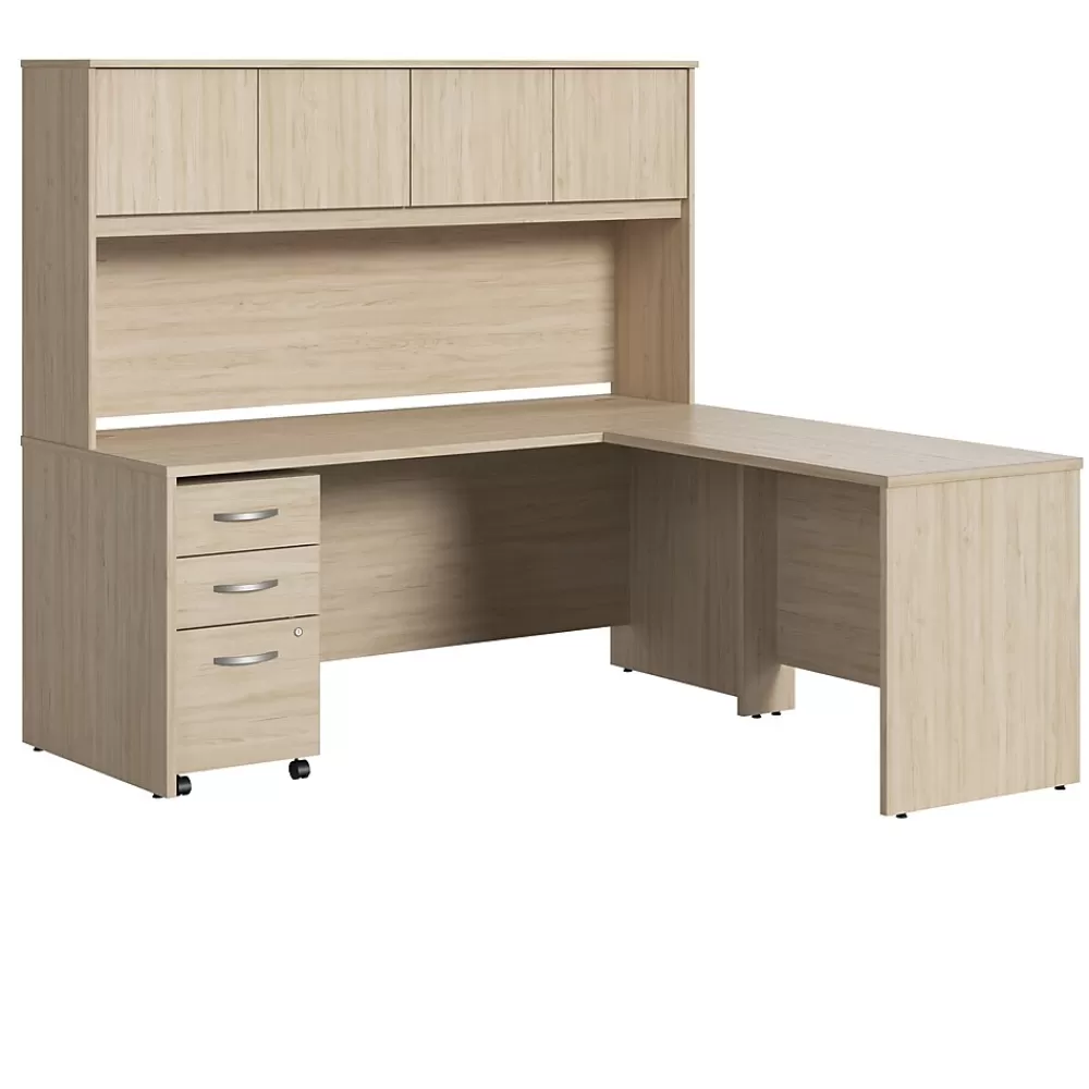 Bush Furniture Bush Business Furniture Studio C 72"W L Shaped Desk with Hutch and Mobile File Cabinet, Natural Elm (STC006NESU) New