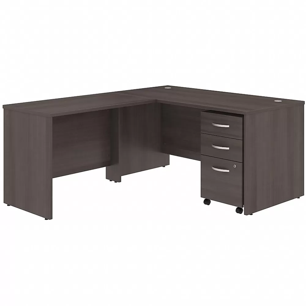 Bush Business Furniture Studio C 60"W L Shaped Desk with Mobile File Cabinet and Return, (STC008SG) Storm Gray Clearance