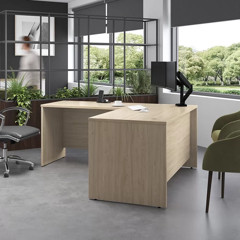 Bush Furniture Bush Business Furniture Studio C 60"W L Shaped Desk with Return, Natural Elm (STC050NE) New