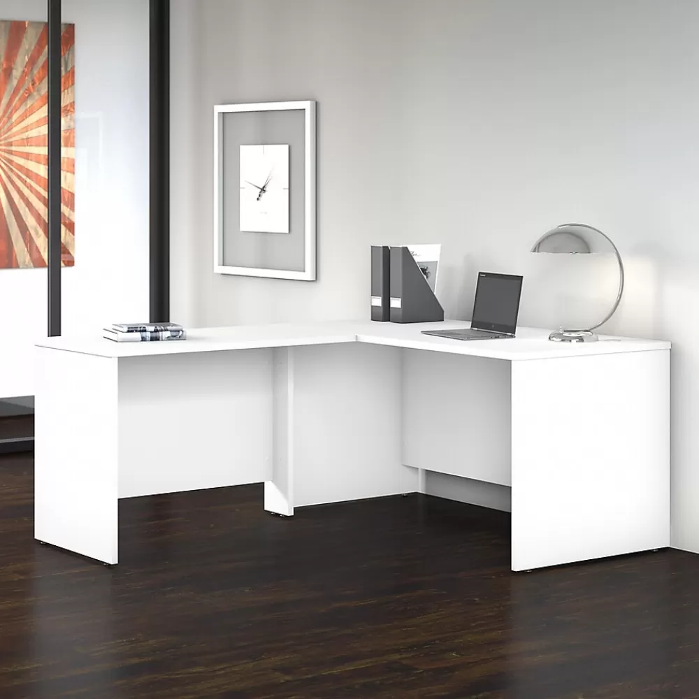 Bush Business Furniture Studio C 60"W L Shaped Desk with Return, (STC050WH) White Clearance