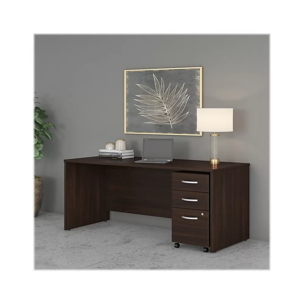 Bush Business Furniture Studio C 72"W Office Desk with Mobile File Cabinet, (STC013BWSU) Black Walnut Cheap