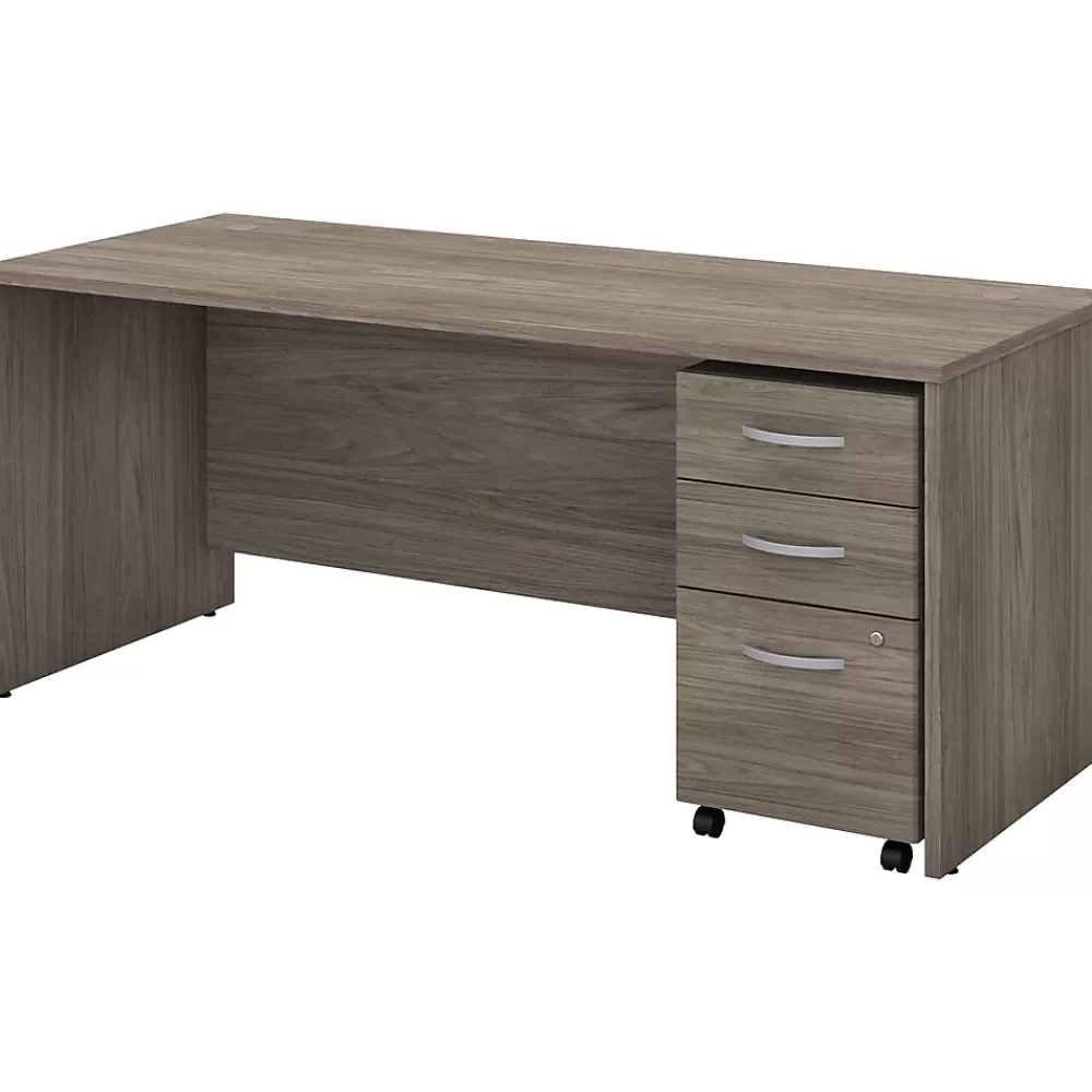 Bush Business Furniture Studio C 72"W Office Desk with Mobile File Cabinet, (STC013MHSU) Modern Hickory Hot