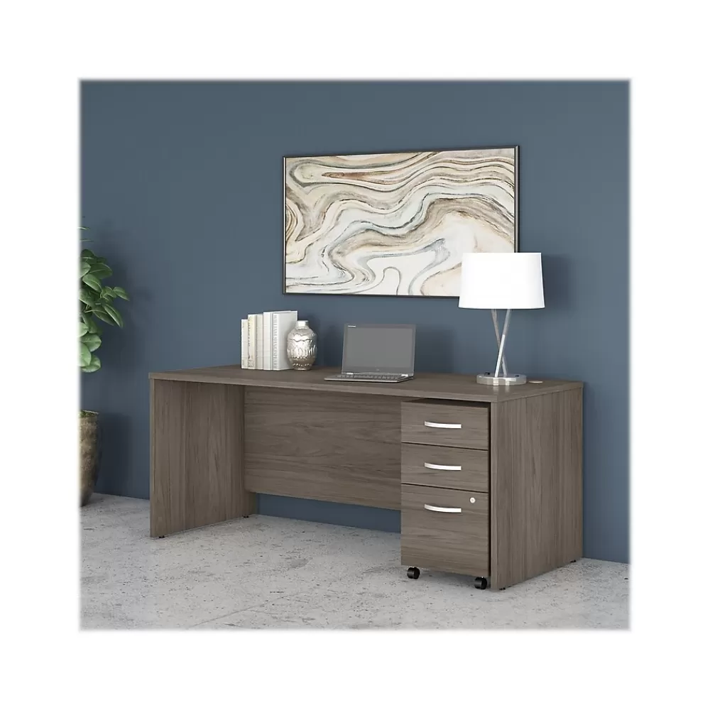 Bush Business Furniture Studio C 72"W Office Desk with Mobile File Cabinet, (STC013MHSU) Modern Hickory Hot