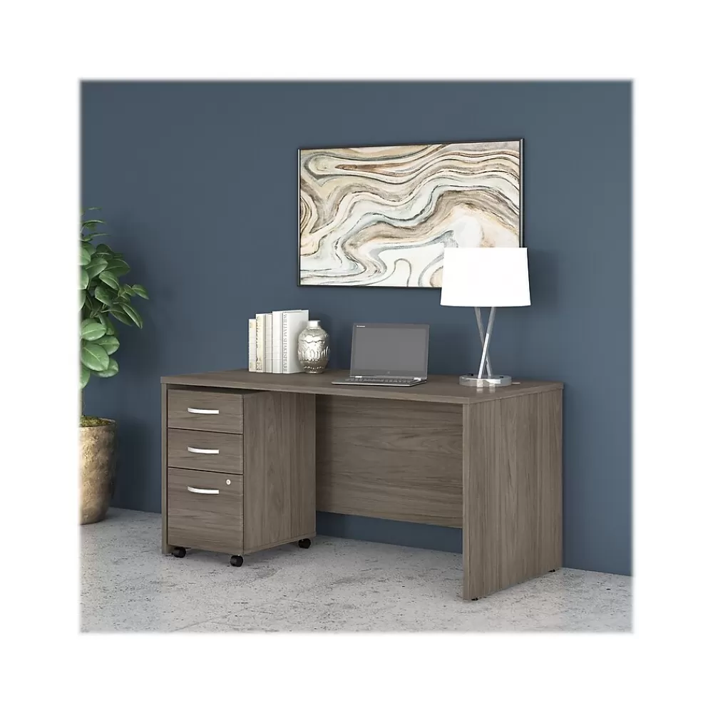 Bush Business Furniture Studio C 60"W Office Desk with Mobile File Cabinet, (STC014MHSU) Modern Hickory Cheap