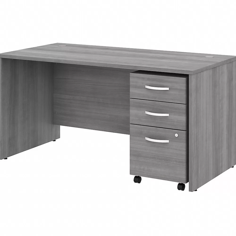 Bush Business Furniture Studio C 60"W Office Desk with Mobile File Cabinet, (STC014PGSU) Platinum Gray Hot