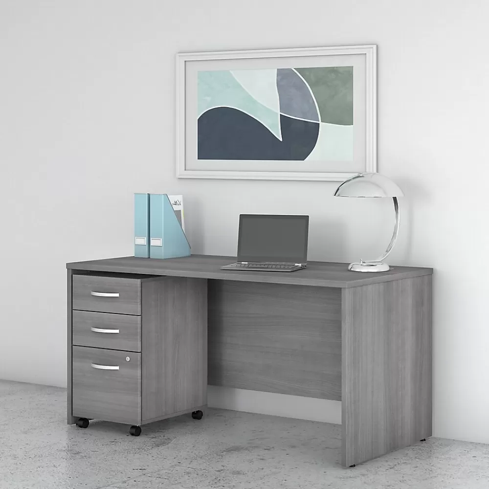 Bush Business Furniture Studio C 60"W Office Desk with Mobile File Cabinet, (STC014PGSU) Platinum Gray Hot