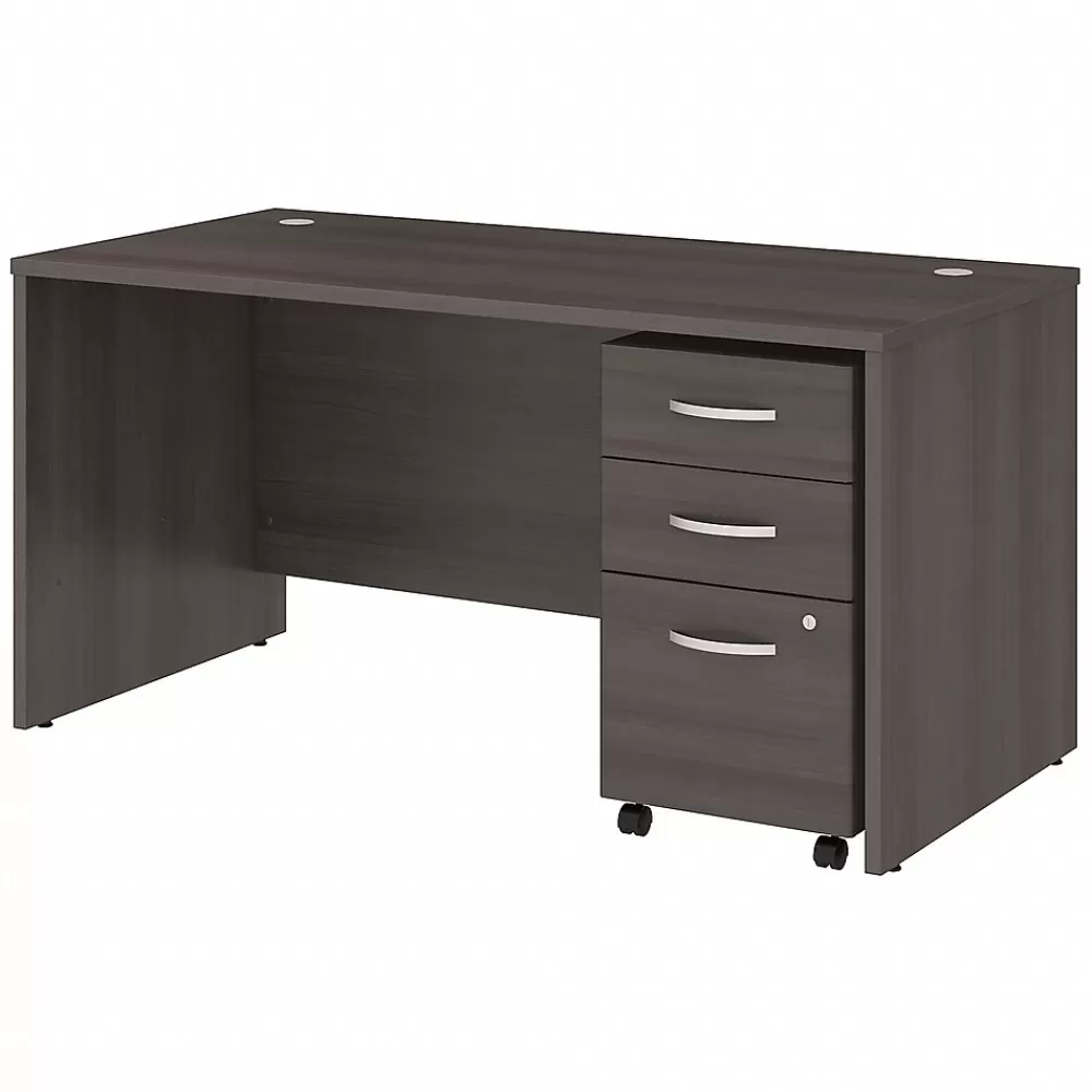 Bush Business Furniture Studio C 60"W Office Desk with Mobile File Cabinet, (STC014SG) Storm Gray New