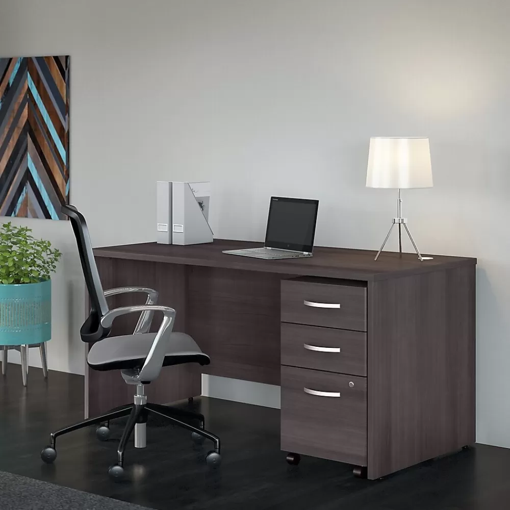 Bush Business Furniture Studio C 60"W Office Desk with Mobile File Cabinet, (STC014SG) Storm Gray New