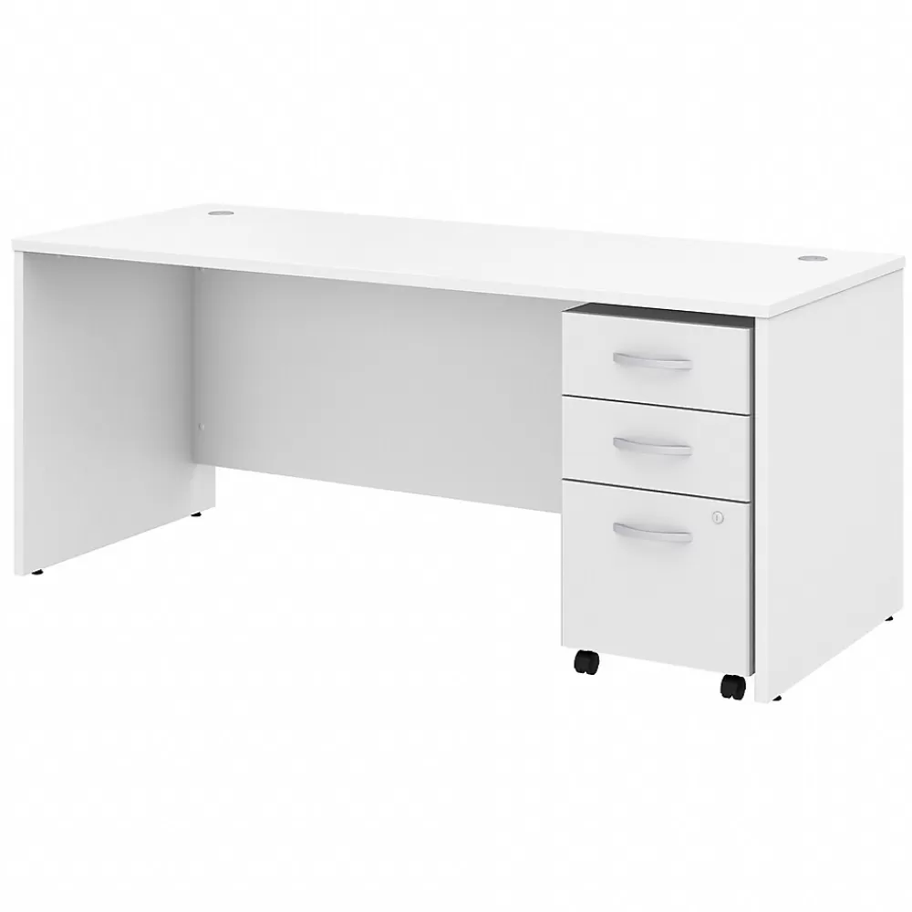 Bush Business Furniture Studio C 72"W Office Desk with Mobile File Cabinet, (STC013WH) White Cheap