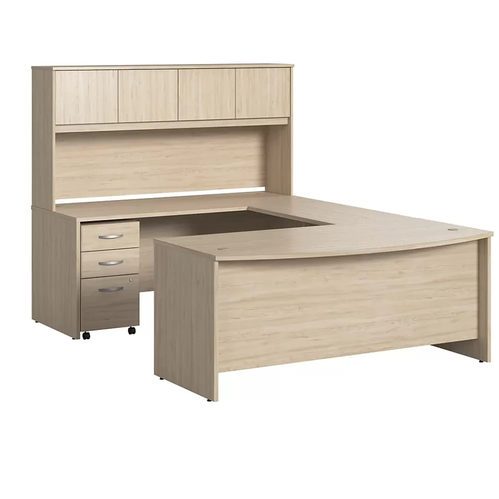 Bush Furniture Bush Business Furniture Studio C 72"W U Shaped Desk with Hutch and Mobile File Cabinet, Natural Elm (STC003NESU) Flash Sale