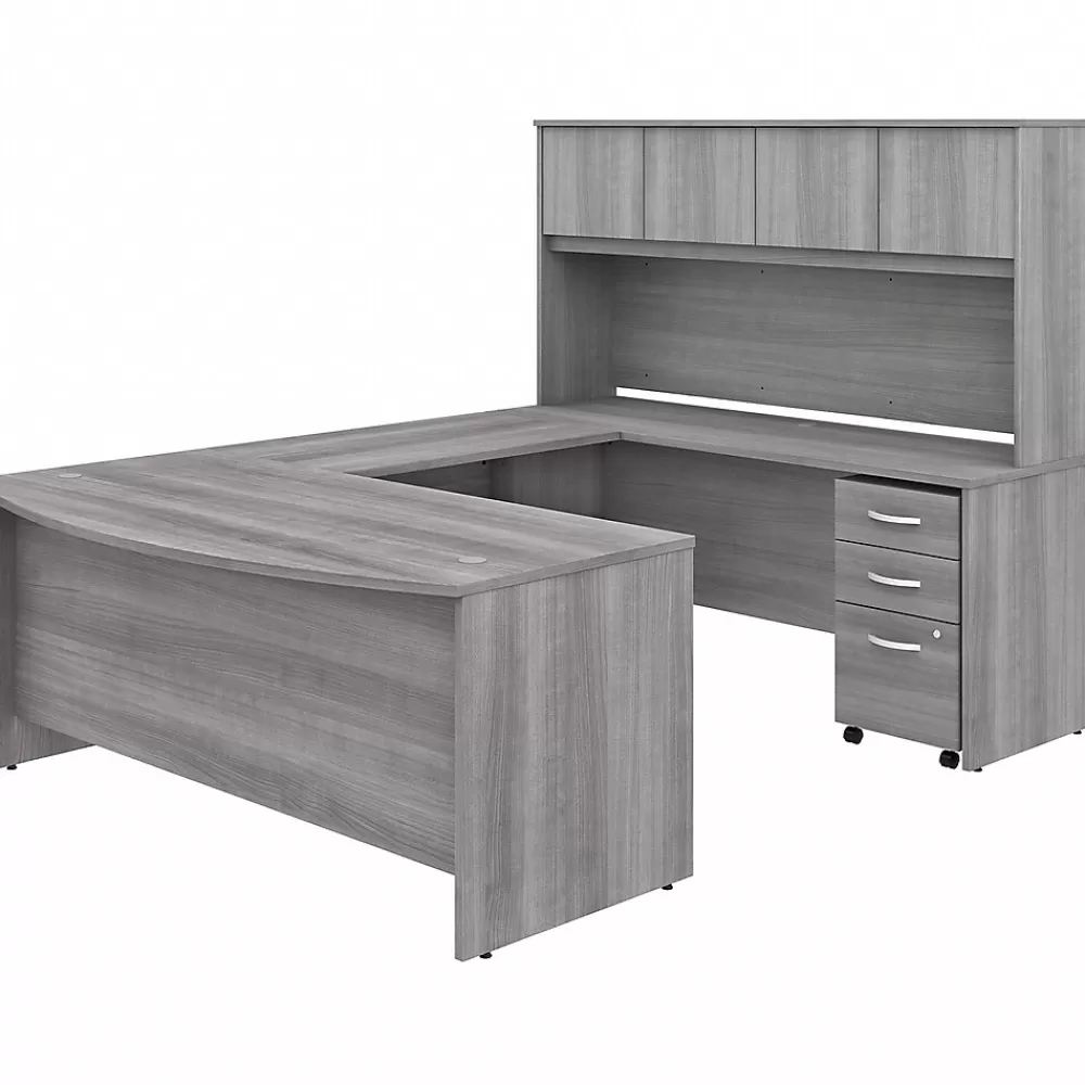Bush Business Furniture Studio C 72"W U Shaped Desk with Hutch and Mobile File Cabinet, (STC003PGSU) Platinum Gray Fashion